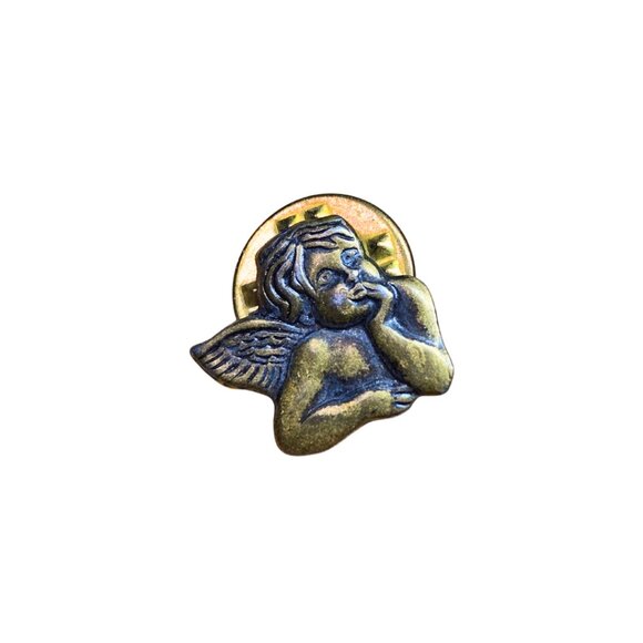 Vintage Angel Metal Lapel pinback Hat Pin - Picture 2 of 2